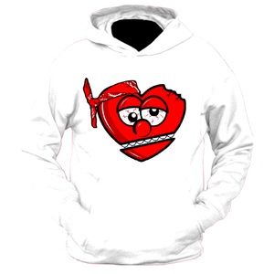 white red heart hoodie size S